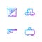 Set line Weapon case, Mauser gun, Military ammunition box and Collimator sight. Gradient color icons. Vector