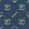 Set line Weapon case, Military ammunition box and knife on seamless pattern. Vector