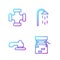 Set line Well, Water tap, Industry metallic pipe and Shower. Gradient color icons. Vector