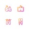 Set line Wet floor, Drying clothes, Garbage bag and Washbasin. Gradient color icons. Vector