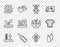 Set line Wheat, Seed, Windmill, Scoop flour, Farm house, Pack full of seeds of plant and Bread toast icon. Vector