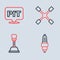 Set line Wheel wrench, Gear shifter, Car spark plug and Pit stop icon. Vector