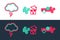 Set line Wind and rain with snow, Storm and Tornado swirl icon. Vector