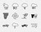 Set line Wind and rain, Storm, Cloud with snow, moon, Tornado, and swirl icon. Vector