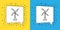 Set line Wind turbine icon isolated on yellow and blue background. Wind generator sign. Windmill for electric power