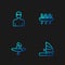 Set line Windsurfing, Kayak and paddle, Swimmer and Canoe rowing team sports. Gradient color icons. Vector