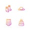 Set line Winter hat, Skirt, Socks and Man. Gradient color icons. Vector