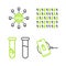 Set line Wireless charger, Test tube and flask, Binary code and Social network icon. Vector