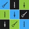 Set line Witches broom, Dagger and Magic wand icon. Vector