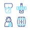 Set line Wooden barrel, Happy man with beer, Beer bottle and belly icon. Vector