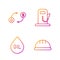 Set line Worker safety helmet, Oil drop, Oil exchange and Petrol or gas station. Gradient color icons. Vector.