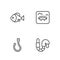 Set line Worm, Fishing hook, and Winter fishing icon. Vector