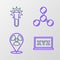 Set line XYZ Coordinate system, Radioactive location, Molecule and Test tube and flask icon. Vector