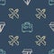 Set line Yacht sailboat, Plane and Suitcase on seamless pattern. Vector