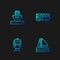 Set line Yacht sailboat, Train and railway, Cargo ship and Bus. Gradient color icons. Vector