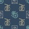 Set line Yin Yang and envelope, Chinese drum and Chinese Yuan currency on seamless pattern. Vector