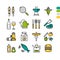 Set linear BBQ grill colored icons