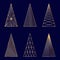 Set of linear graphic stylized Christmas trees