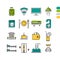 Set linear hotel service colored icons