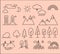 Set of linear icons of city landscape elements.