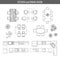 Set of linear icons for Interior top view plans