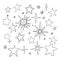 A set of linear stars for your creativity on a white background. Vector illustration.