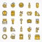 Set of linear yellow beer icons.