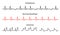 Set Lines heartbeat normal, arrhythmia and ischemia.