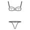 Set of lingerie - balconette bra and T-back string panties technical fashion illustration with hook-and-eye closure