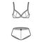 Set of lingerie - bra underwire and french knickers technical fashion illustration with escalloped edge. Flat brassier