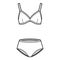 Set of lingerie - soft cup bra and classic briefs panties technical fashion illustration. Flat brassiere template