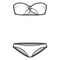 Set of lingerie - strapless tie bra and bikinis panties technical fashion illustration swimwear. Flat brassiere apparel