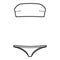 Set of lingerie - tube bra and tangas panties technical fashion illustration with strapless, hook-and-eye closure. Flat