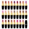 Set lipstick different colors. Vector object on