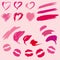 Set of lipstick prints