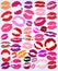 Set of lipstick prints. Vector