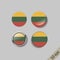 Set of LITHUANIA flags round badges.