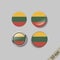 Set of LITHUANIA flags round badges