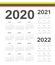 Set of Lithuanian 2020, 2021, 2022 year vector calendars