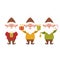 Set of little Christmas gnomes. Festive winter mascot characters. Elves with gifts. Caroler with a bell