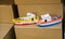 Set of little colorful model boats