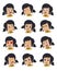 Set of Little girl face expression,vector illustrations isolated