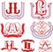 Set of LL monograms and emblem templates