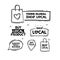 Set of local shopping support. Isolated Vector Illustration