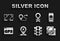 Set Location, City map navigation, Folded, Traffic light, Gps device with, and Route location icon. Vector