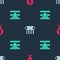 Set Location law, Law pillar and Prisoner on seamless pattern. Vector
