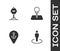 Set Location with person, Stop sign, anchor and Push pin icon. Vector