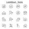 Set of Lock down city Related Vector Line Icons. Contains such Icons as work from home, stay home, corona virus, covid-19, virus