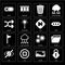 Set of Lock, Picture, Hide, Settings, Flag, Skip, Shuffle, Garbage, Switch icons