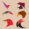 a set logo of eagle heads with sharp and sharp beaks